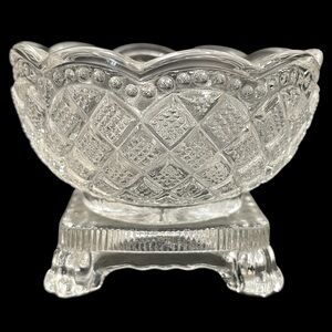 Vintage 1960s Fostoria Avon Small Clear Pressed Footed Glass Strawberry Salt Dip